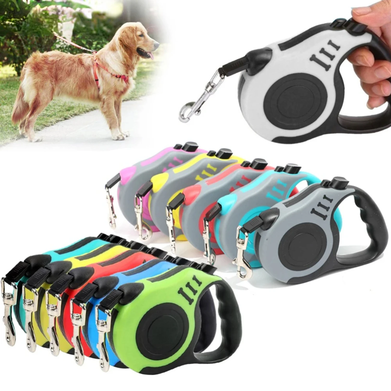 Dog Leash 3m 5m Durable Leash Automatic Retractable Nylon Cat Lead Extension Puppy Walking Running Lead Roulette  Dogs Dog chain