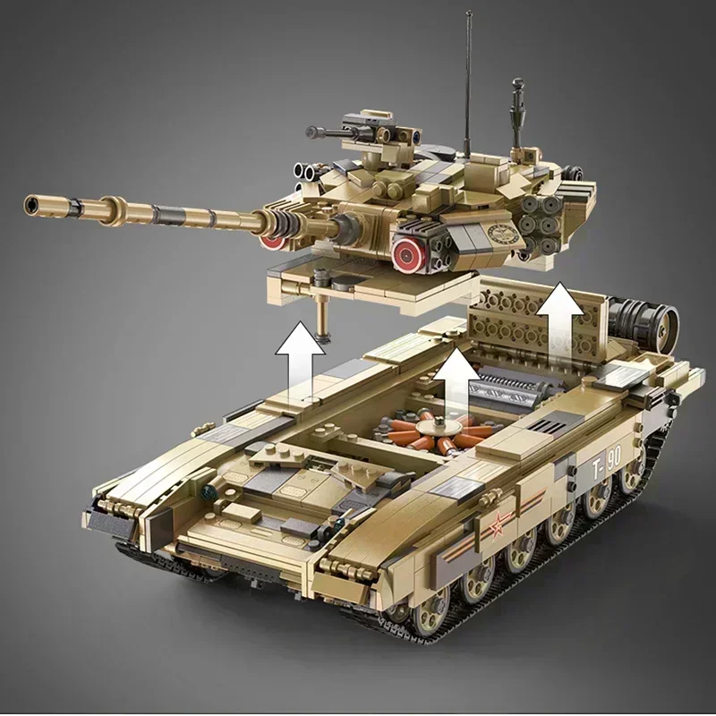 1773 peças tijolos técnico rc T-90 tanque de batalha principal modelo de carro militar blocos de construção menino presentes aniversário brinquedos de controle remoto