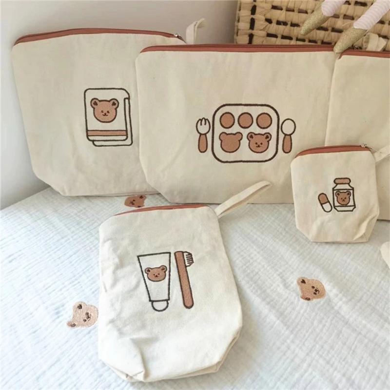7 unids/pack biberón bolsa almacenamiento pañales conjunto lindo estampado bolsa pañales organizadores