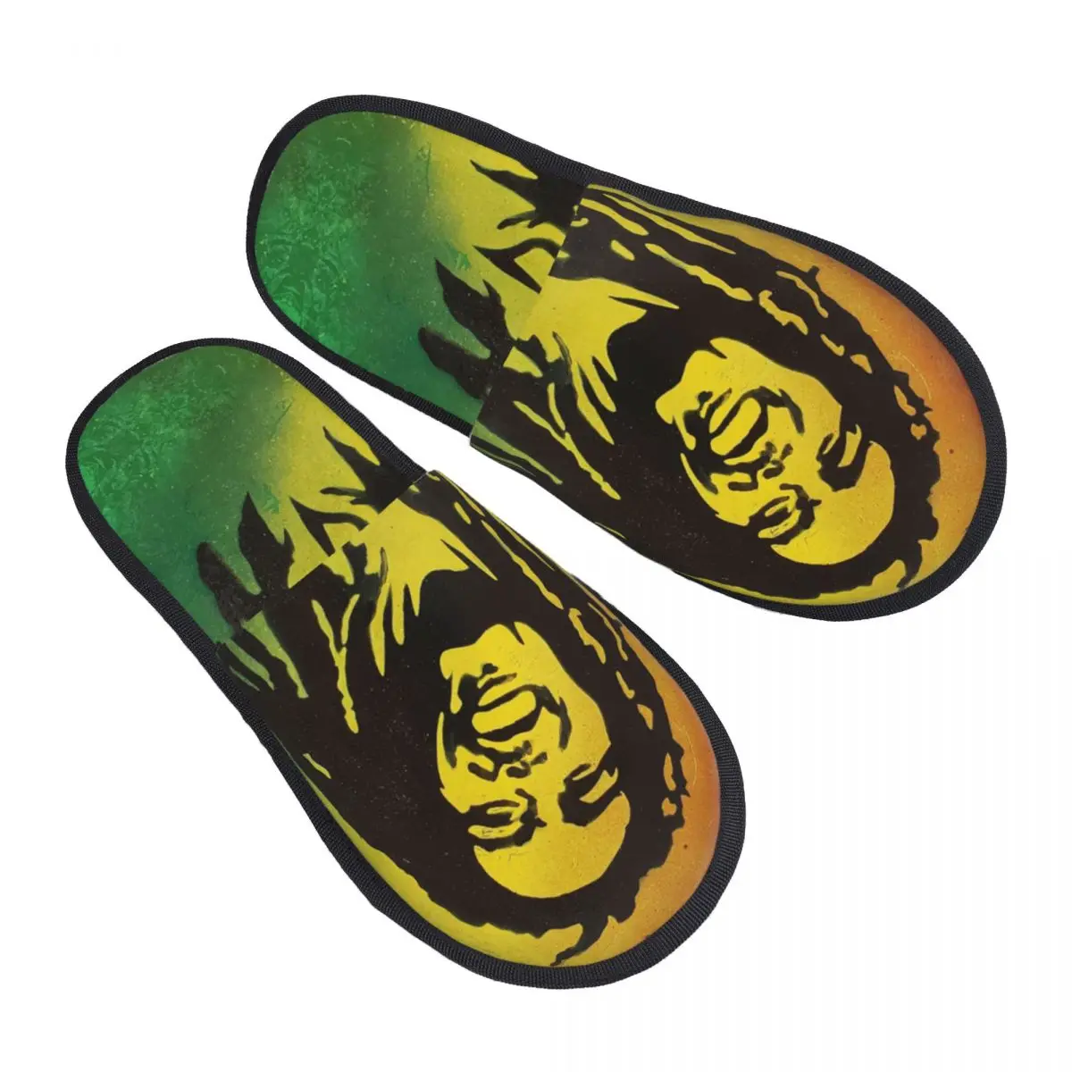 Custom Jamaica Reggae Rock Bob Marley House Slippers Women Comfy Memory Foam Slip On Bedroom Slipper Shoes