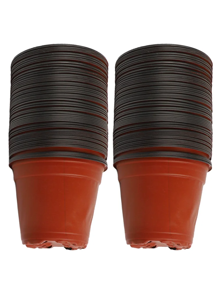 100 Pieces Two Tone Plastic Plant Pots Red Black Flexible Transplant Container For Herbs Cuttings Young Plants Greenhouse Growin