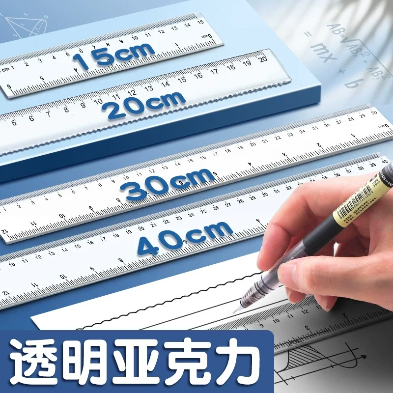 15/20/30cm Transparent Plastic Ruler Simple Style Portable Tool Cute for Student School & Office Stationery