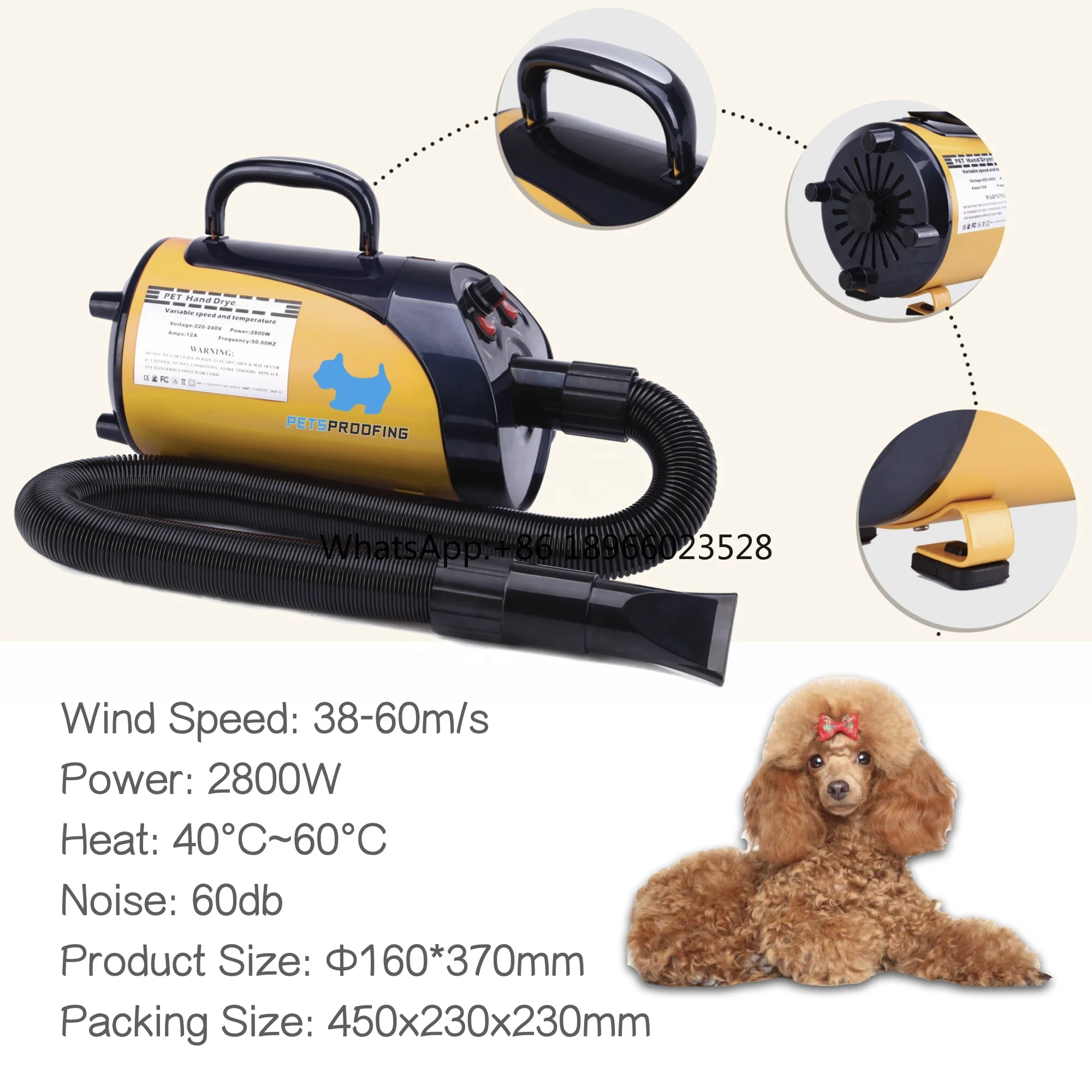 America Best sell Portable Pet Grooming dryer Machine for Hair Fur Cleaning Professional pet Dog Cat dryer