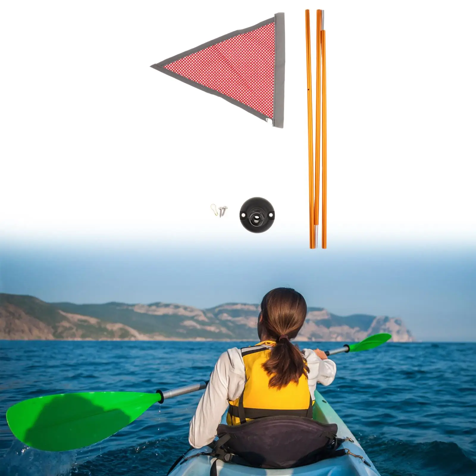 

Complete Kayak Safe Flag Mount Kit Easy Install Reflective Flag Base for Canoe Boat Dinghy Accessories