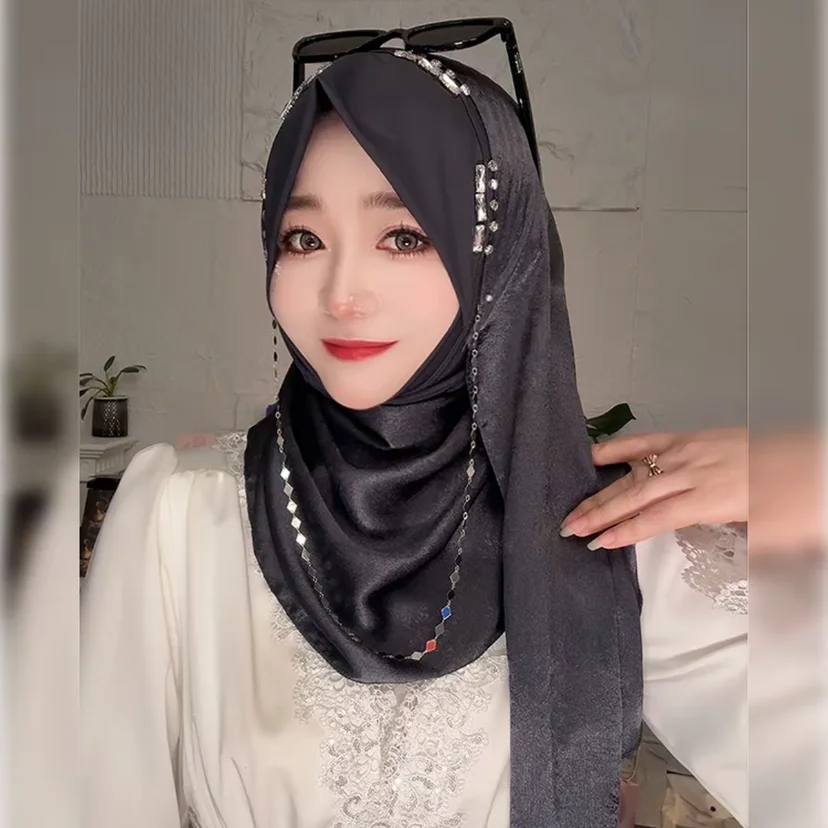 2026 Summer Muslim Girls Shayla Rhinestone Women Hijabs Wraps
