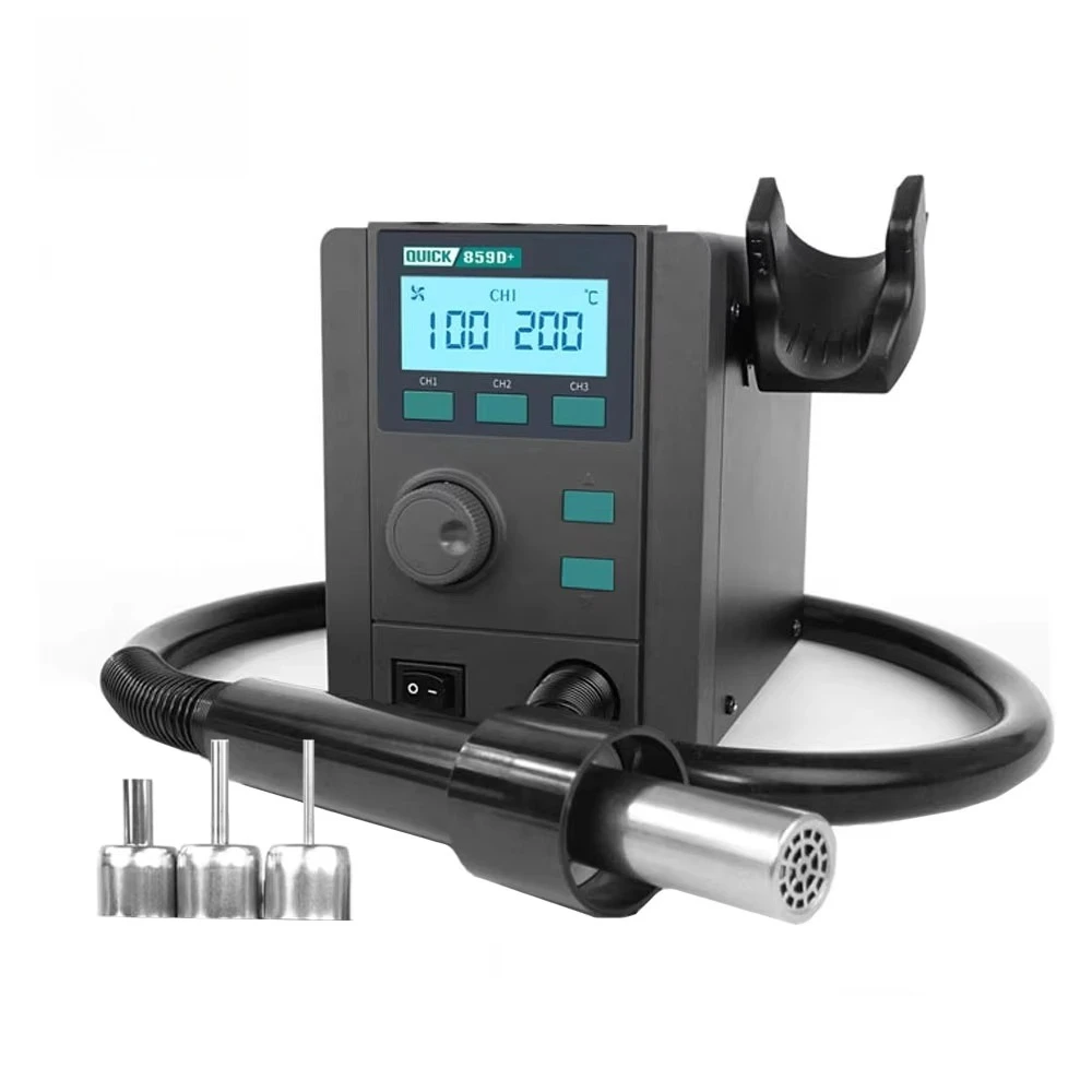 QUICK 859D+ Upgrade Smart Hot Air Desoldering Station Twin-turbo Hot Air Temperature and Air Volume Adjustment Automatic Sleep
