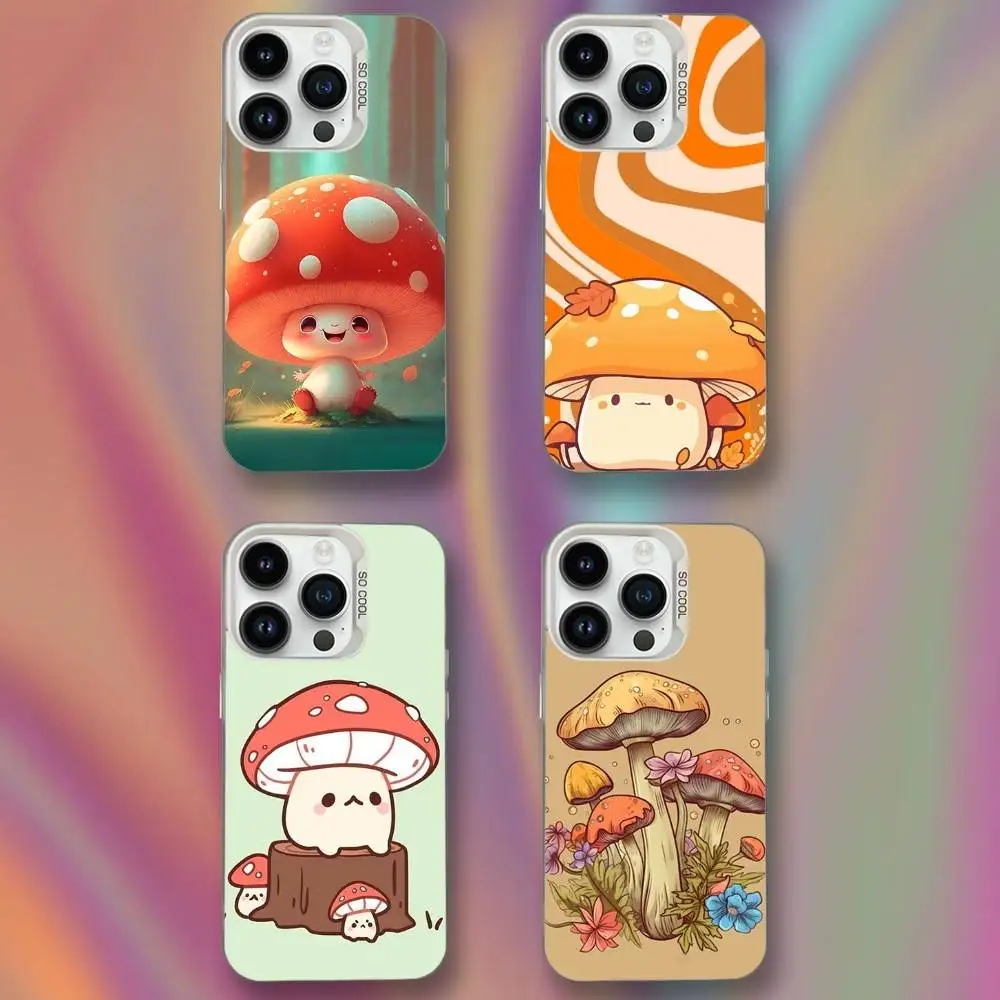 

Cartoon Cute M-Mushroom Phone Case For iPhone 16,15,14,13,12,11,Mini,Pro,SE,MAX White Matte Shockproof Cover