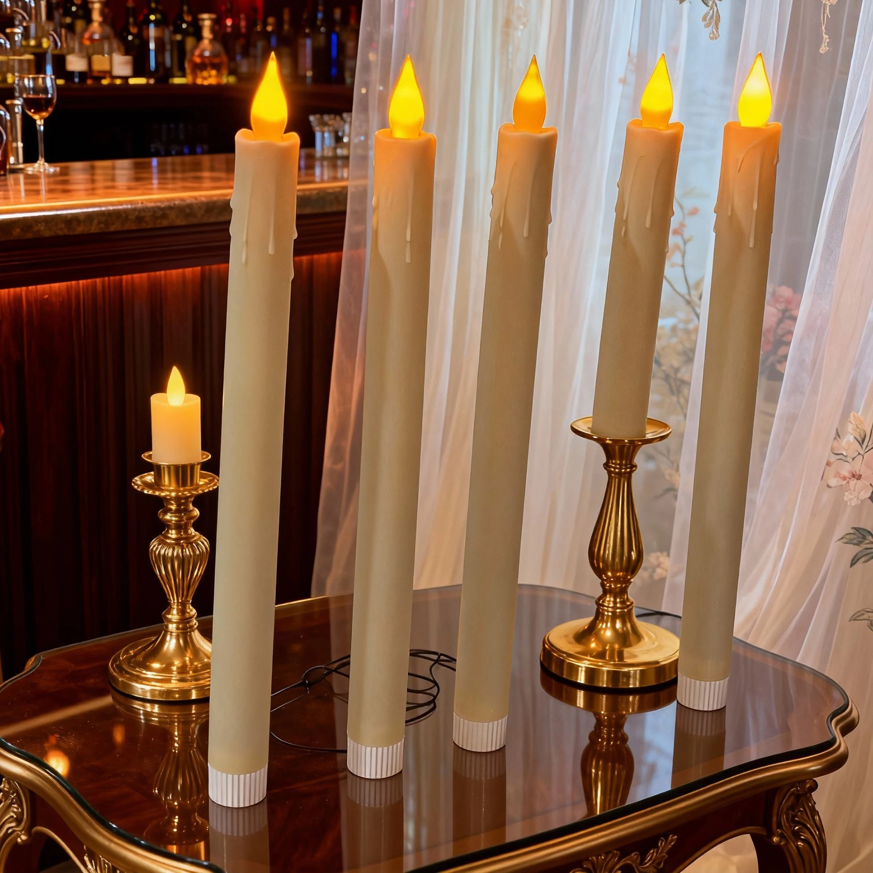 6pcs Flickering LED Candles Flameless Taper Candle Battery Operated Candle Dinner Candle Light for Wedding Centerpiece Decor ﻿