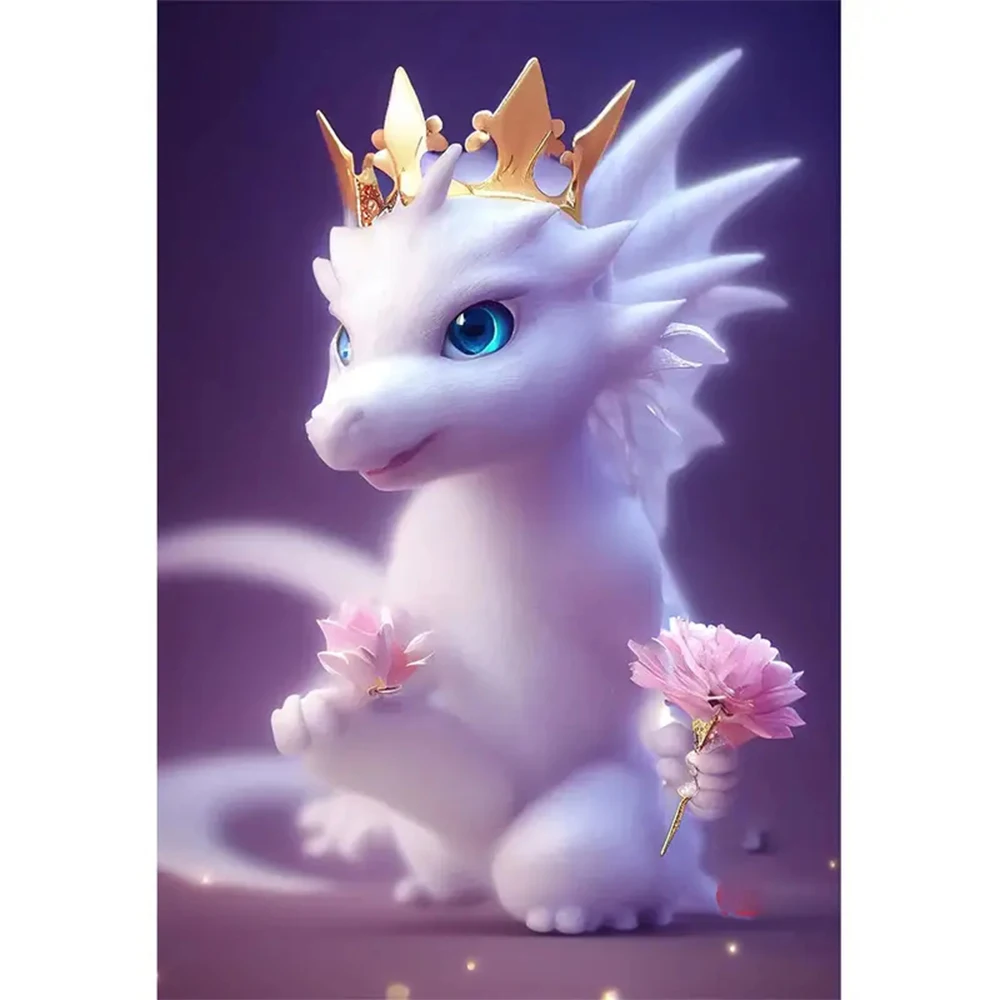 

5D DIY Artificial Diamond Painting White Dragon Cross stitch Animal Diamond Embroidery For Living Room Bedroom Decoration Gift