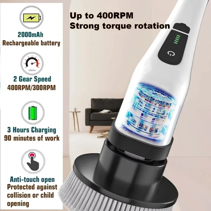 

Cordless Powerful Electric Spin Scrubber Multipurpose Cleaning Brush for Shower Sink Tile Grout Kitchen and Bathroom