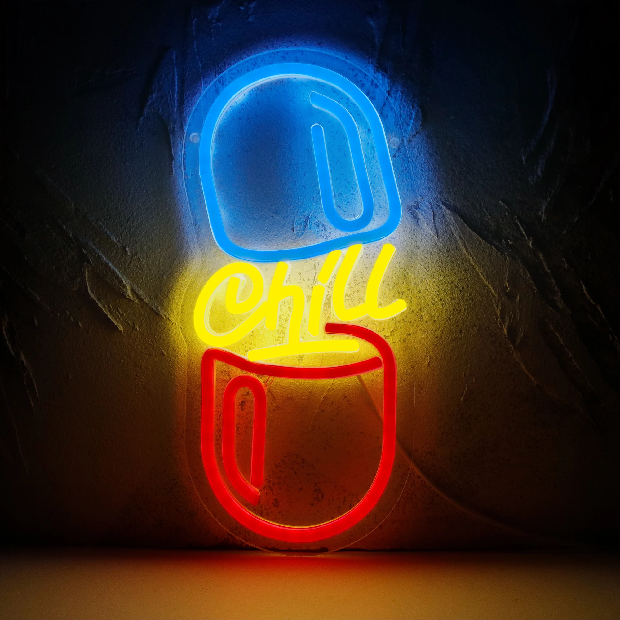 Custom Neon Sign Acrylic ArtWork Chill Pill Neon Sign Custom Neon Sign Neon Sign Art Neon Light Neon Bar Sign