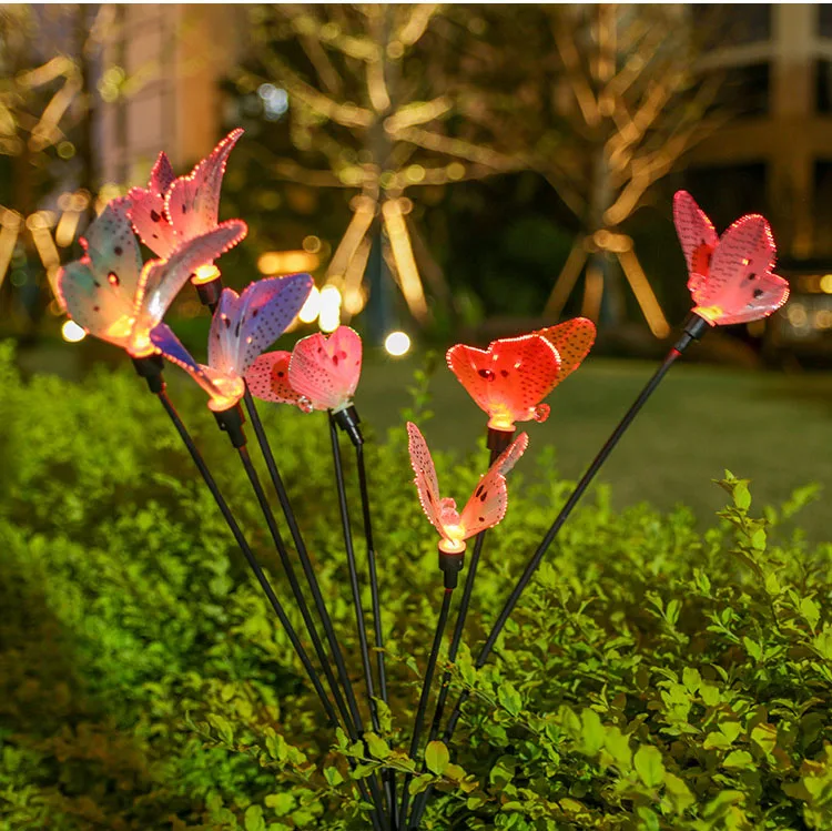 Luci solari a farfalla per giardino all'aperto lucciole luci da giardino IP65 impermeabile passerella Backyards decorazione del prato lampada da terra