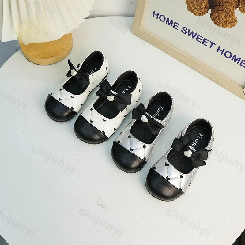 

Girl Princess Shoes Autumn Fashion Bow Knot Luxury Outdoor Non Slip Leather Shoes Lightweight Comfortable Soft Sole Casual Shoes