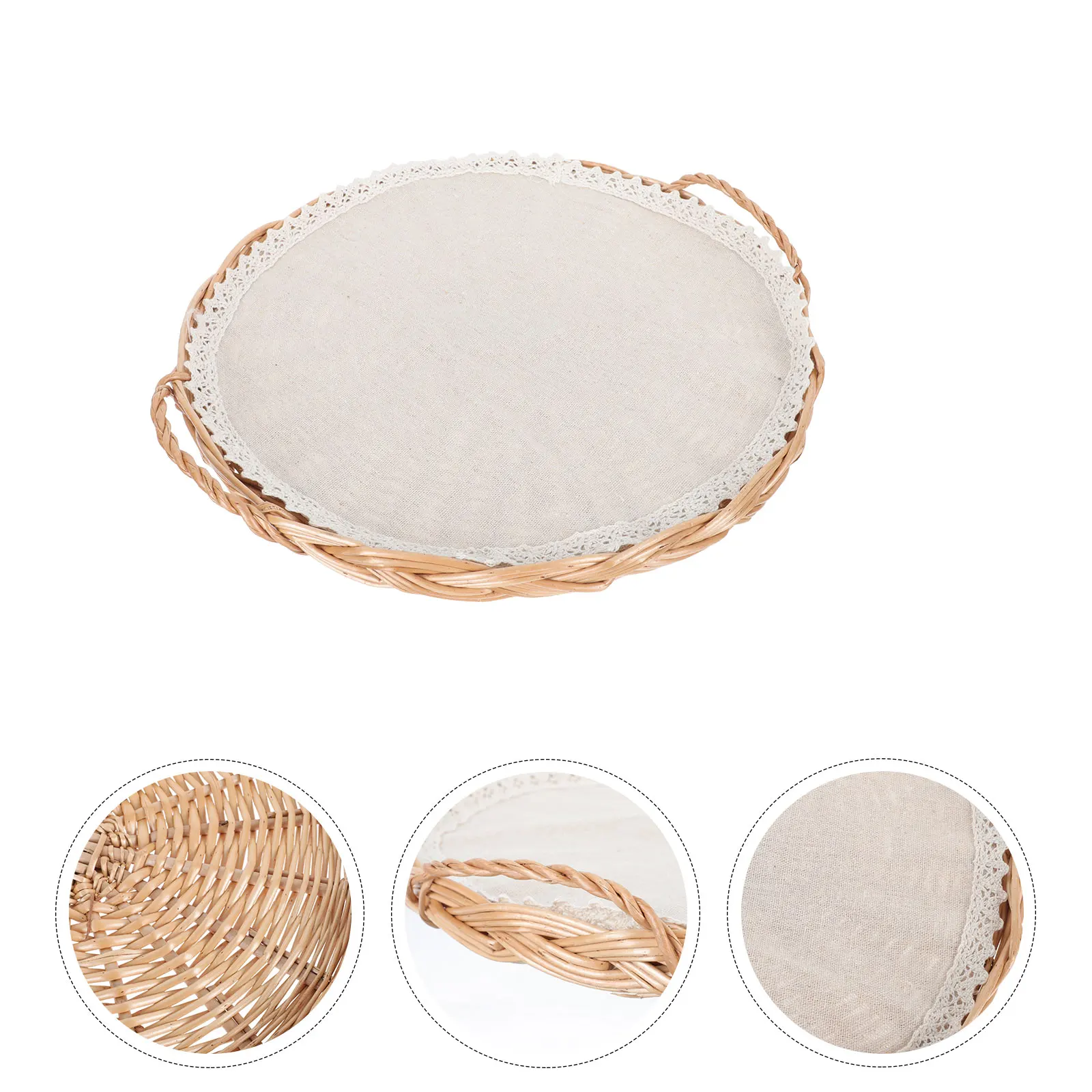

Wicker Baking Tray Storage Baskets Food Serving Decorate Wood Bread for Household Purposes Miss Woven