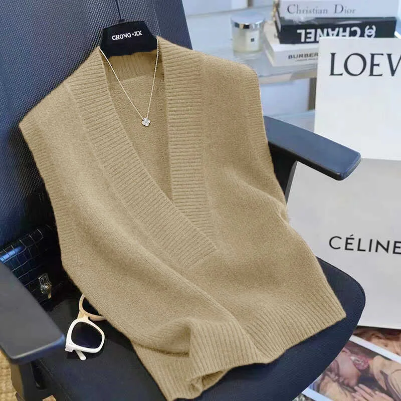 كبير الخامس الرقبة محبوك سترة سترة المرأة فضفاضة بلون أكمام البلوز الخريف الشتاء جديد النمط الفرنسي ركاب