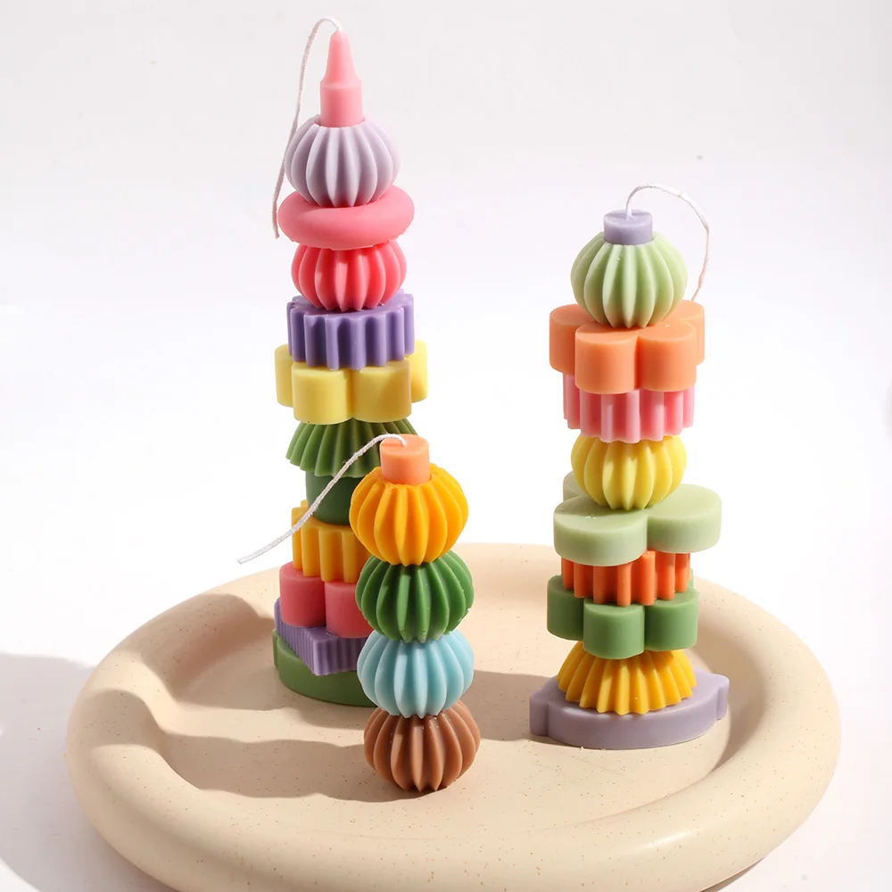 Nicole Stackable Silicone Candle Molds Aromatherapy Modular Candle Making Mould Home Ornaments Handmade Tool