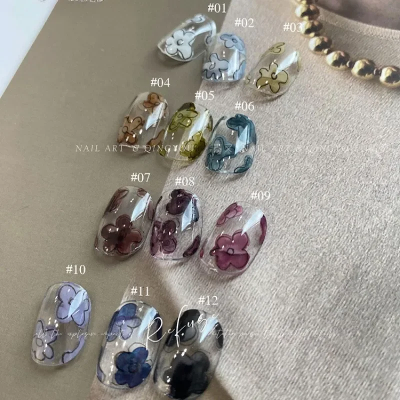 9 Colors 7ml Ink Marbling Liquid Quick Gradient Watercolor Marble Nail Art Gel Freehand Painting Artistic Design For manicure