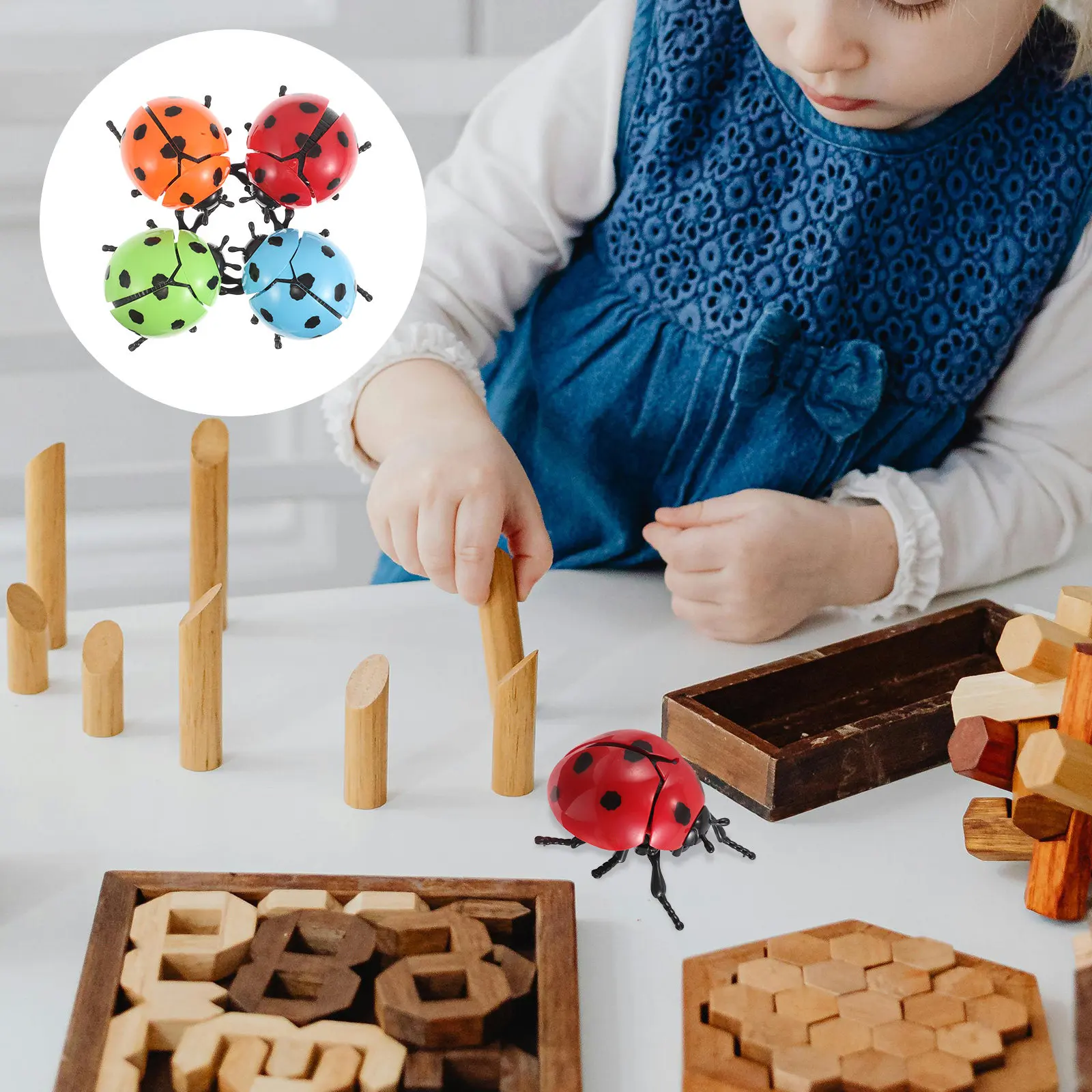 

4Pcs Mechanical Clockwork Wind Up Ladybug Bright Crawling Jumping Insect Animal Party Favors Christmas Halloween