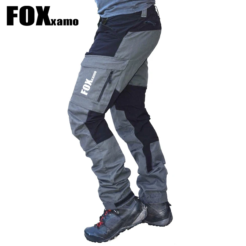 New Summer Foxxamo Mens Outdoor Casual Patchwork Tactical Fishing Pants Full Length Waterproof Climbing Cycling Trousers