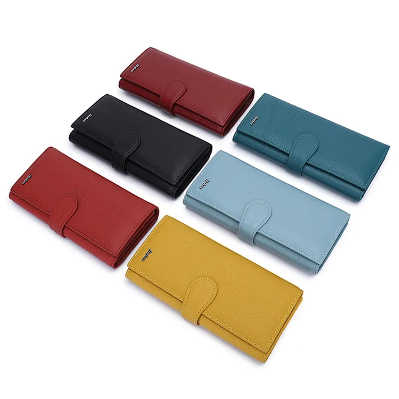 Russian Cross Border Long Leather Wallet Female Multi Card Holder Clutch 3 Fold Purse for women
