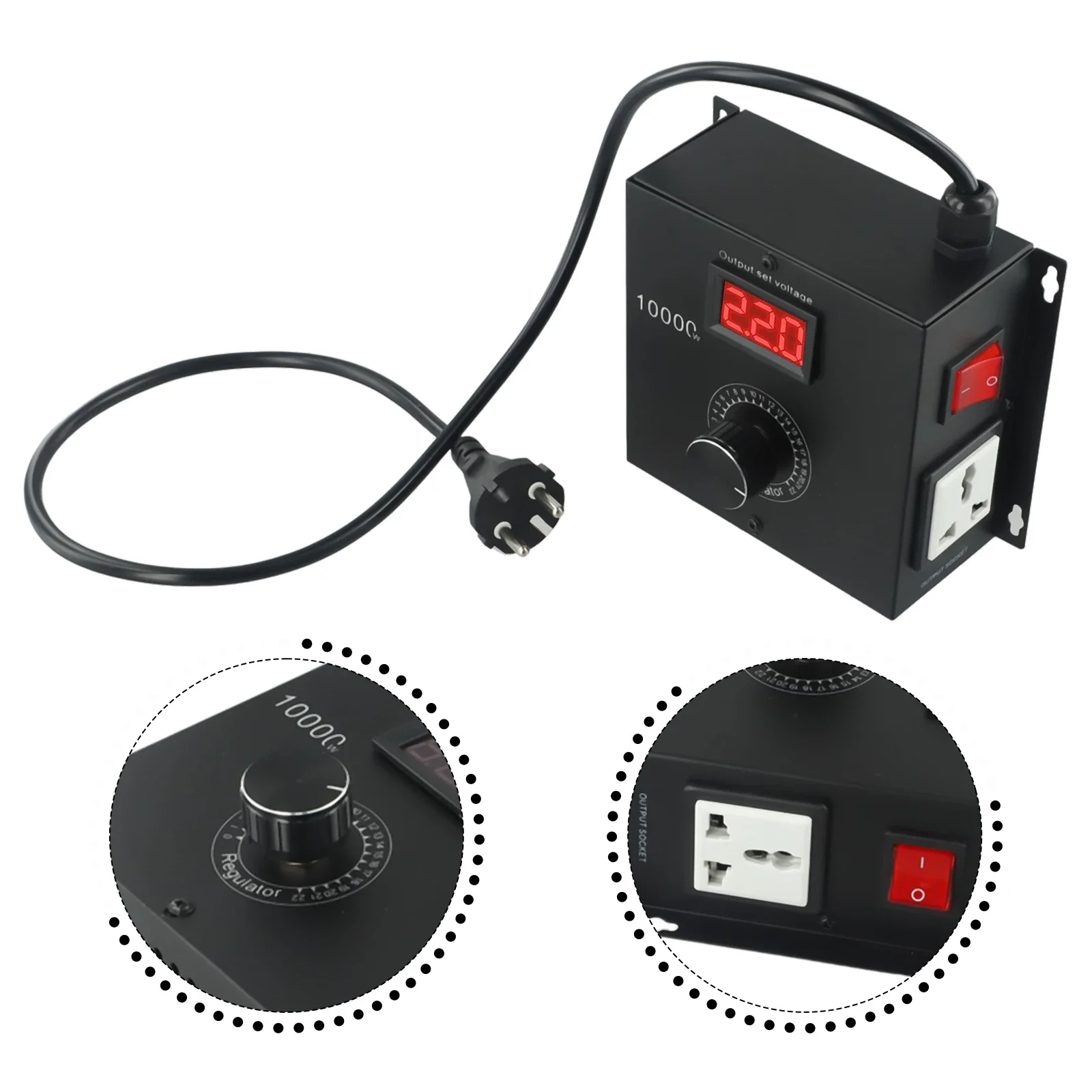 10000W SCR Voltage Regulator With LCD Display AC 110-220V Variable Power Controller Stepless Adjustment For Motor Fan Speed