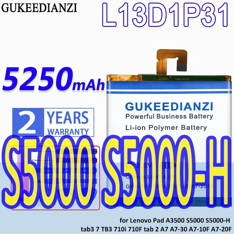 GUKEEDIANZI Battery L13D1P31 5250mAh for Lenovo Pad A3500 S5000 S5000-H tab3 7 TB3 710i 710F tab 2 A7 A7-30 A7-10F A7-20F