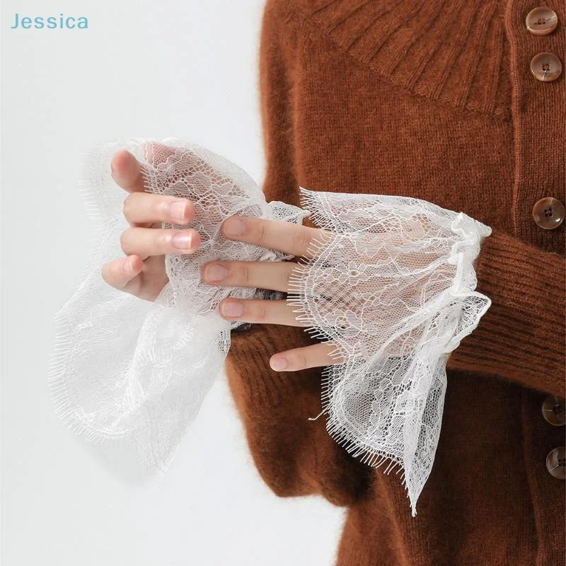 ♥ ♥ ♥ ♥ Polsini pieghettati per abito da sposa con polsini falsi in pizzo staccabile da donna