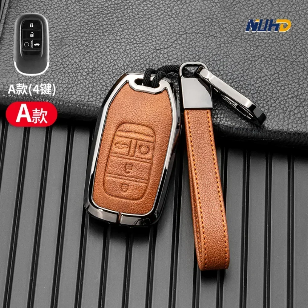 

Leather Car Key Case Keychain For Honda Civic CRV HRV Accord Pilot Fit Freed Vezel Odyssey Key Cover Protector Shell Accessories