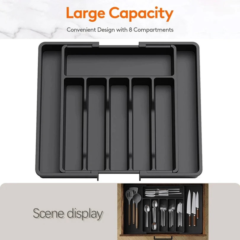 

Expandable Utensil Tray Silverware Spoon Organizer Drawer Cover Adjustable Cutlery Tray Drawer Organizer Kitchen