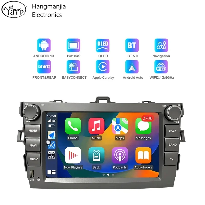 Hangmanjia-Autoradio Android Auto, Carplay, Navigation GPS, 2Din, Limitation de la voiture, Toyota Auris E150, CorTrust2006-2012