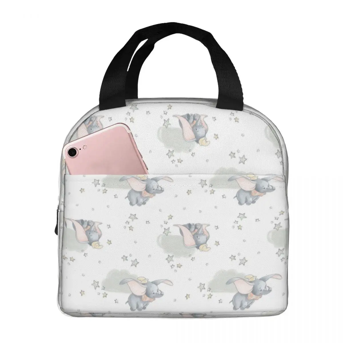 Dumbo Cartoon Pattern Insulated Lunch Bag Portable Lunch Container Cooler Bag Tote Lunch Box Office Travel Food Storage Bags