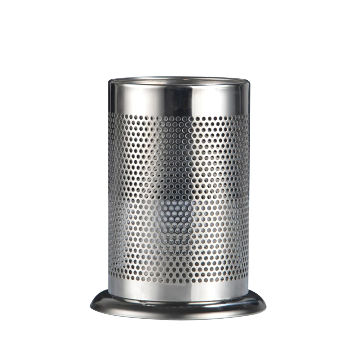 

Stainless Steel Cutlery Holder 17x12cm Utensil Organizer Countertop Storage Cooking Tools Silver Drain Holes