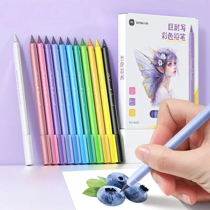 12-color HB Erasable Pencil Set Pen Tip Interchangeable Student Drawing Pencil Beginners Sketch Painting Coloring Art Supplies