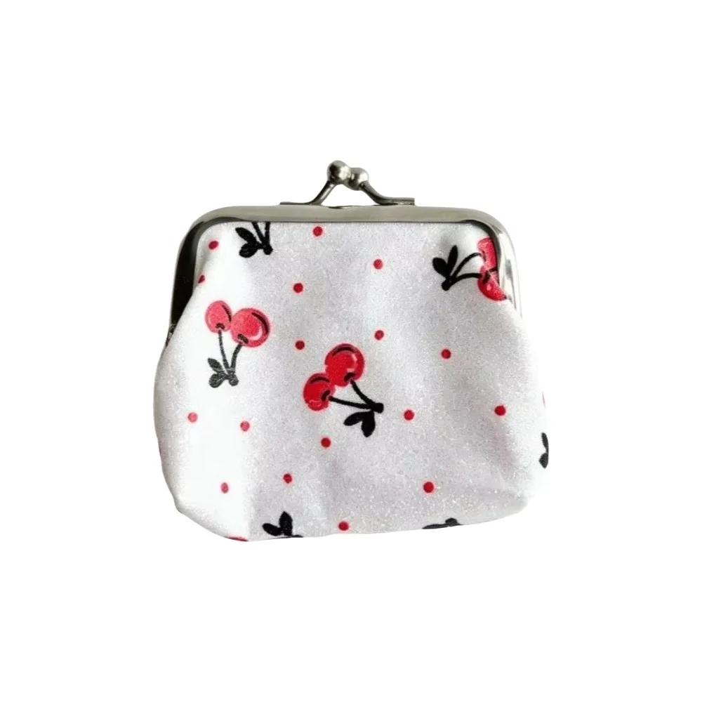 New Fruit Pattern Coin Purse Strawberry Cherry Print Multifunctional Cosmetic Bag Small Hasp Closure Change Purse for Girls