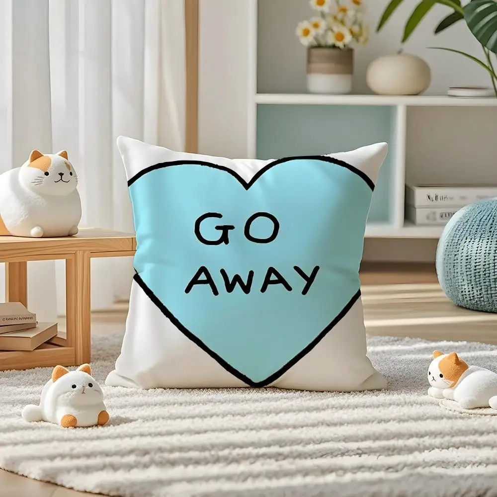 Go Away Fashion Cushion Cover Pillow Case Plush Fabric Soft Double Sided Print Home Sofa High Quality Cushion