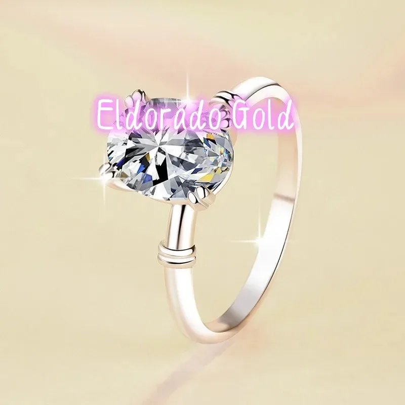 

Кольцо Eldorado Gold для женщин, овальное, из платины PT950 с муассанитом 2 карата - Эксклюзивная классическая модель для женщин