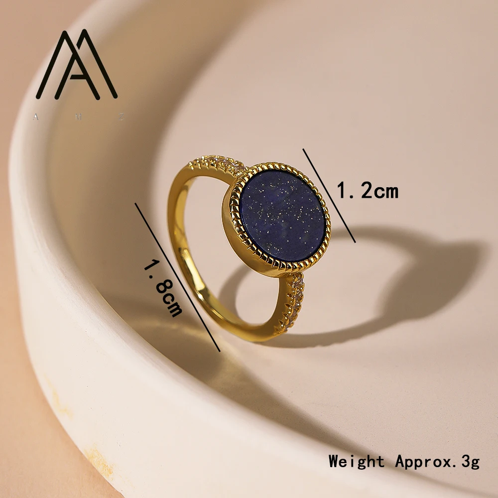 925 Sterling Silver Gold-Plated Ring Natural Gemstone Women's Ring Elegant Minimalist Style Jewelry Women's Daily Wear Accessory