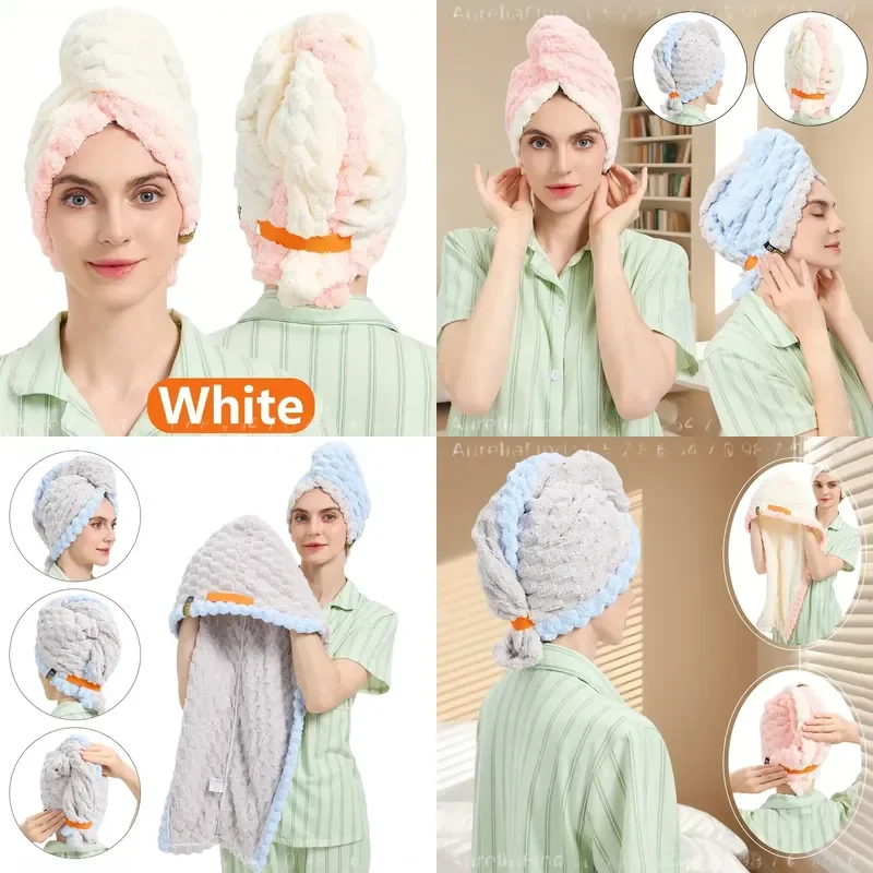 1pc Extra Large Quick Dry Hair Towel Super Absorbent Microfiber Turban with Wide Brim 50x70cm Thick Soft for Curly Wavy