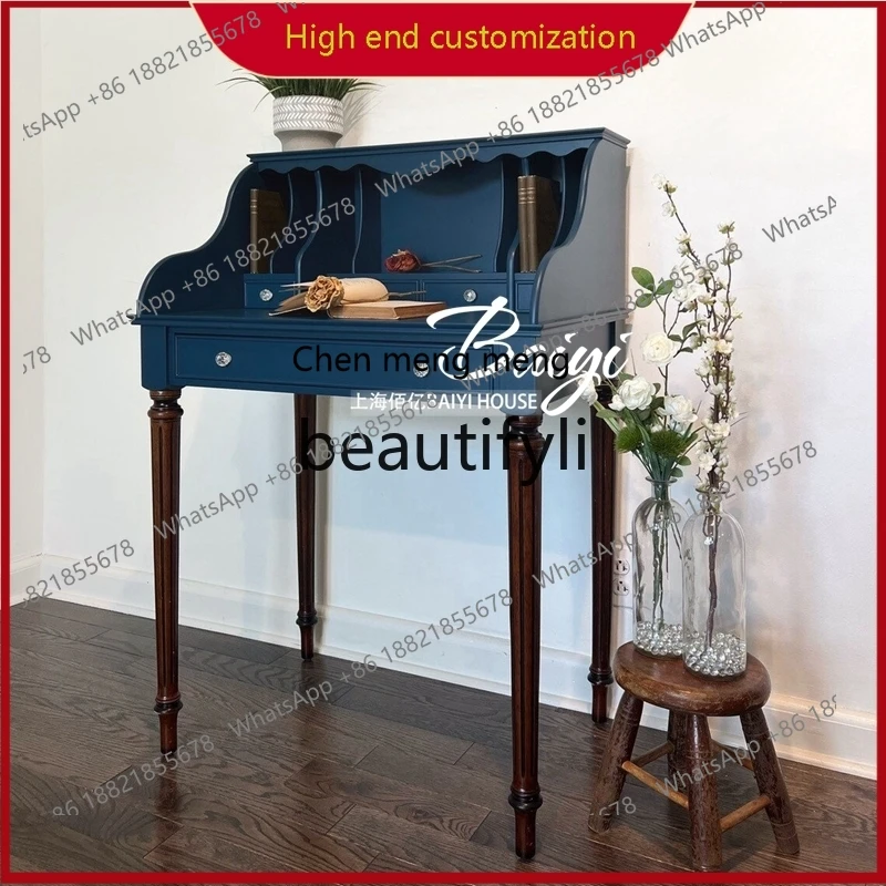 A32 French Light Luxury Dressing Table Solid Wood Makeup Table Vintage Desk High-end Carved Writing Desk