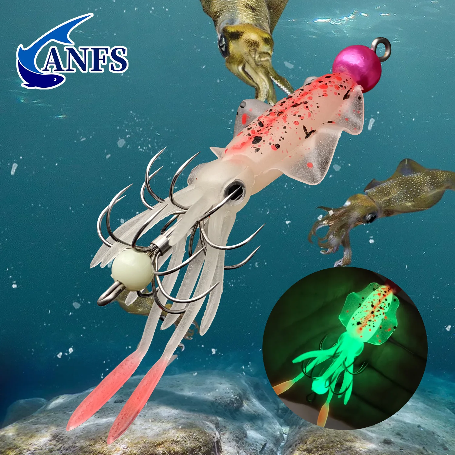 مجموعة طُعم الحبار مكونة من 3 قطع من ANFS - مثالية للصيد الليلي، وطُعم صيد الحبار، وهدية صيد مذهلة للصياد. #4