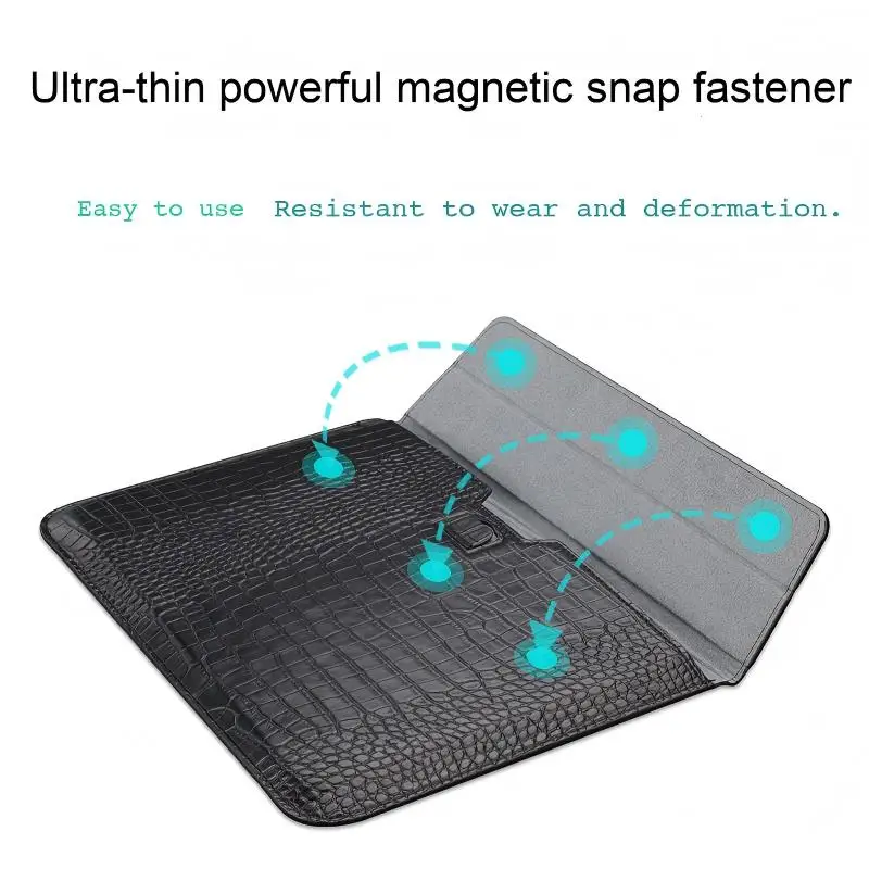 Crocodile-pattern multifunctional MacBook sleeve, suitable for 11/13/15-inch Apple/Huawei/Xiaomi laptops. Matte-finish exterior.