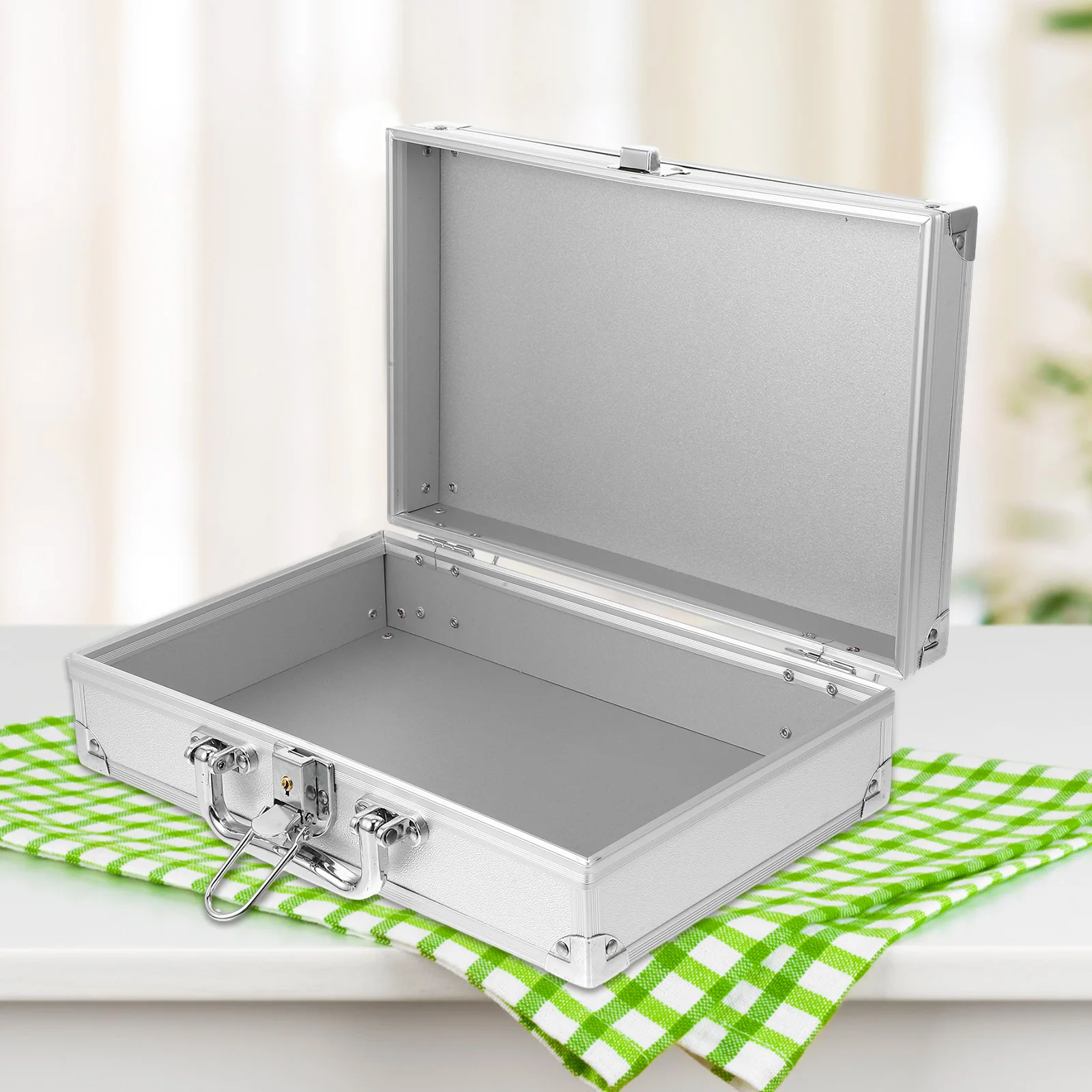 Aluminum Alloy Tool Storage Lockable Silver Carrying Case for Laptop Mic Tools Instruments Portable Safety Box Mini Briefcase