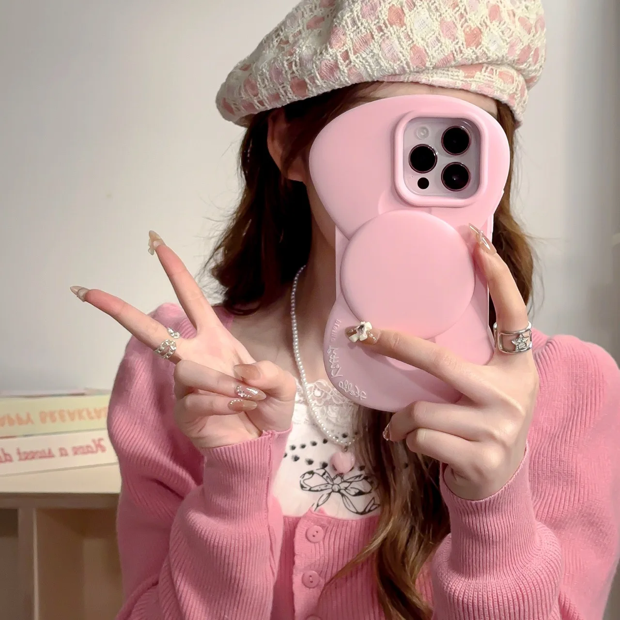 

Korean Pink 3D Cartoon Big Bowtie Soft Silicone Phone Case Shockproof Back Cover Compatible For iPhone 12/13/14/15/16 pro Max