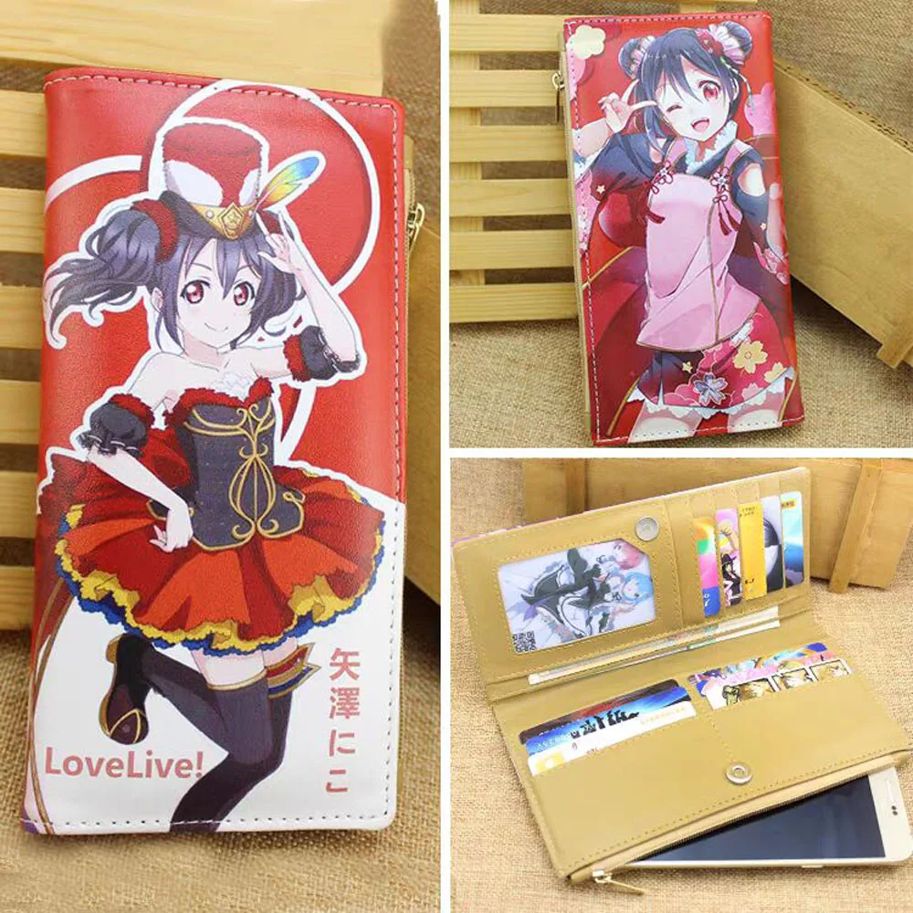 Cute Anime Love Live School Idol Project Yazawa Nico Leather Long Wallet Girls Women Money Bag Coin Purses Card Holder Wallets