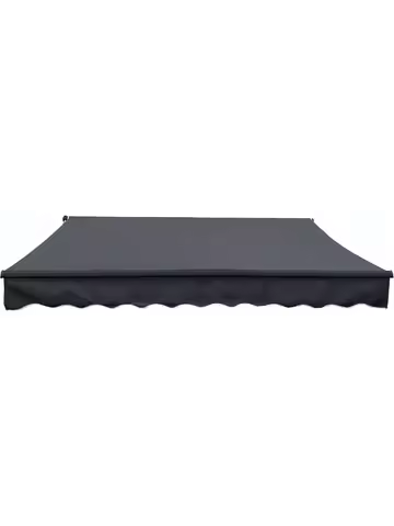 Home Patio Awning | Retractable Handle Crank Deck Canopy | UV Protection Sun Shade | Manual Black Frame
