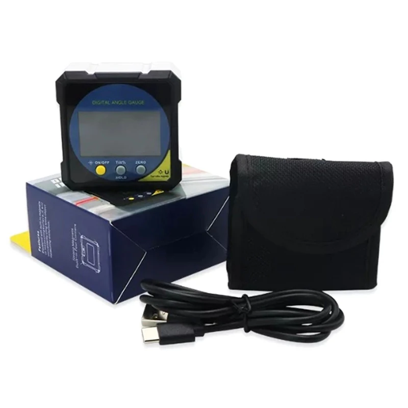 Digital Angle Finder-Gauge 4 Side Magnets Magnetic Level Protractor Inclinometer USB Rechargeable For Sawing Woodworking