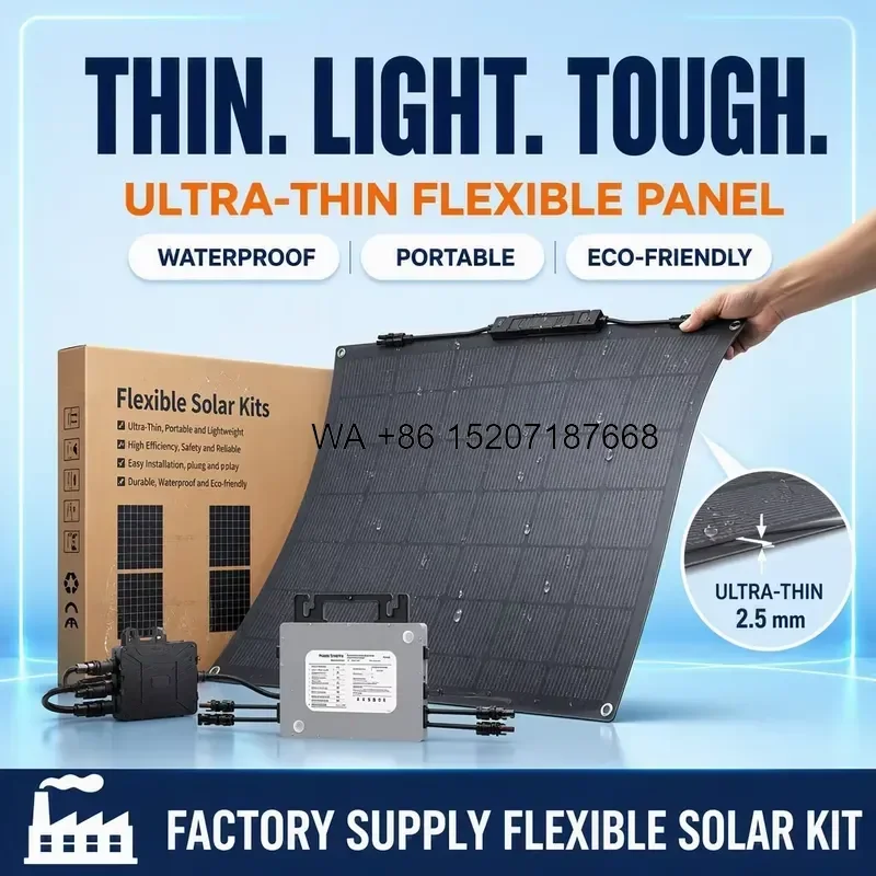 Wmwmnu 800W Balcony Solar Kit Flexible Solar Panels 200W Microinverter Plug and Play Home Solar System for Balcony Garden