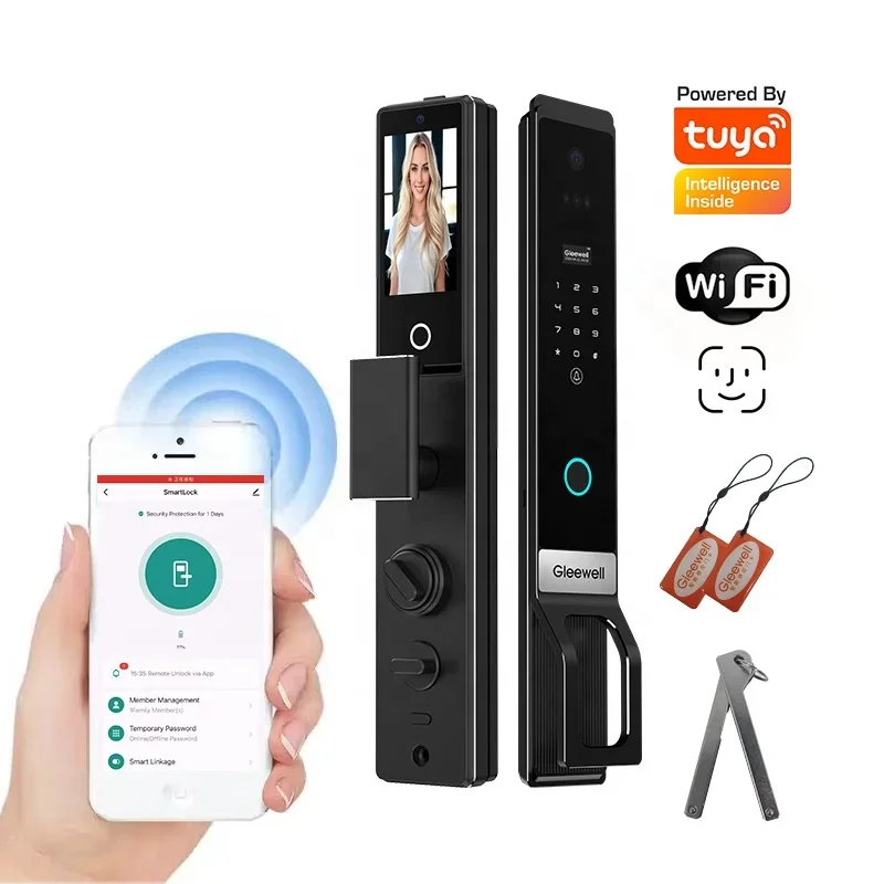 Fingerprint ID Card Palm Vein Face Recognition Support U Smart Go Tuya Remote Unlock Alarm Automatic Door  Lock