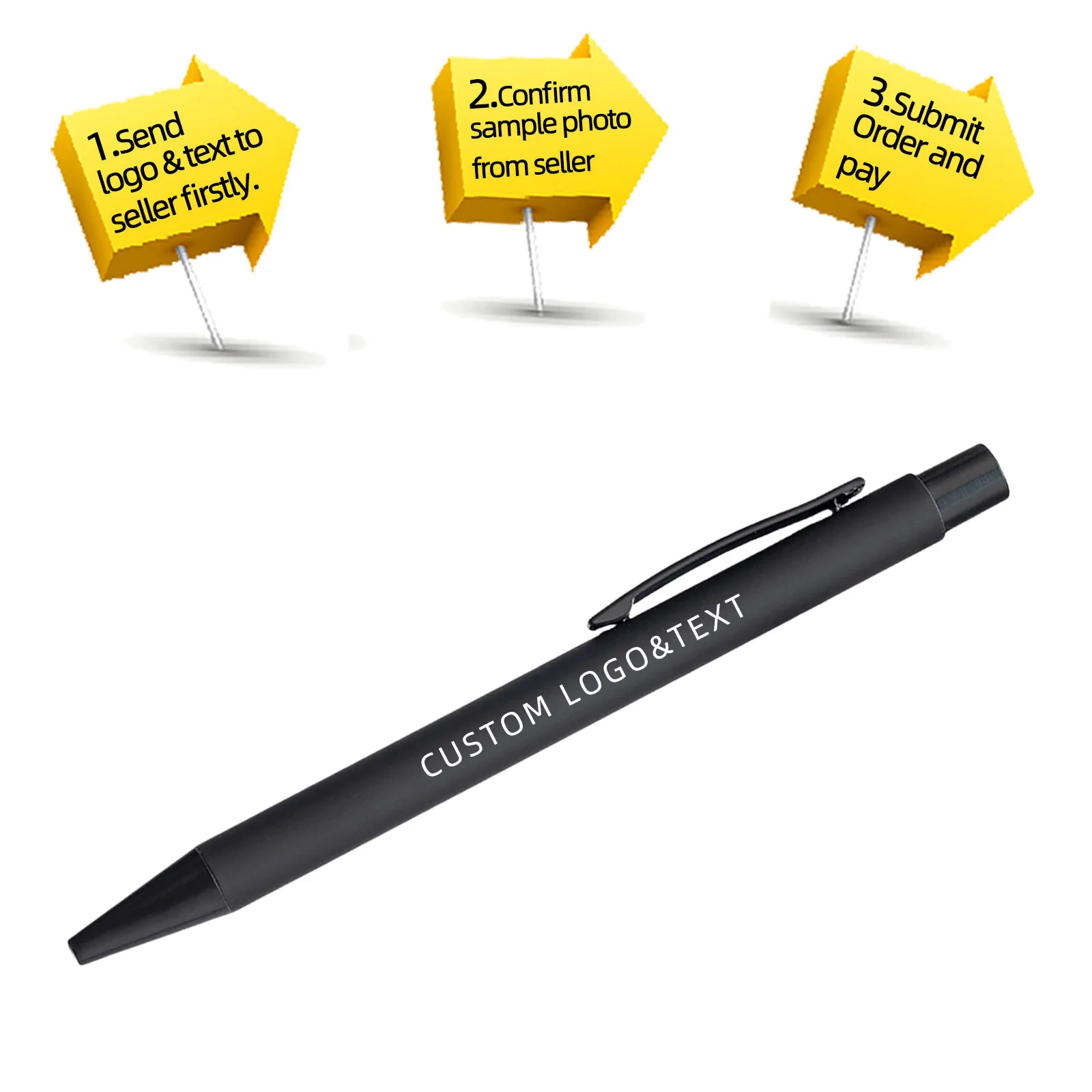 10pcs Customize Logo Pen Gift Ball Pens Free Engraved Color Rubber Paint Metal Barrel Promotional Smooth Writing Show Display