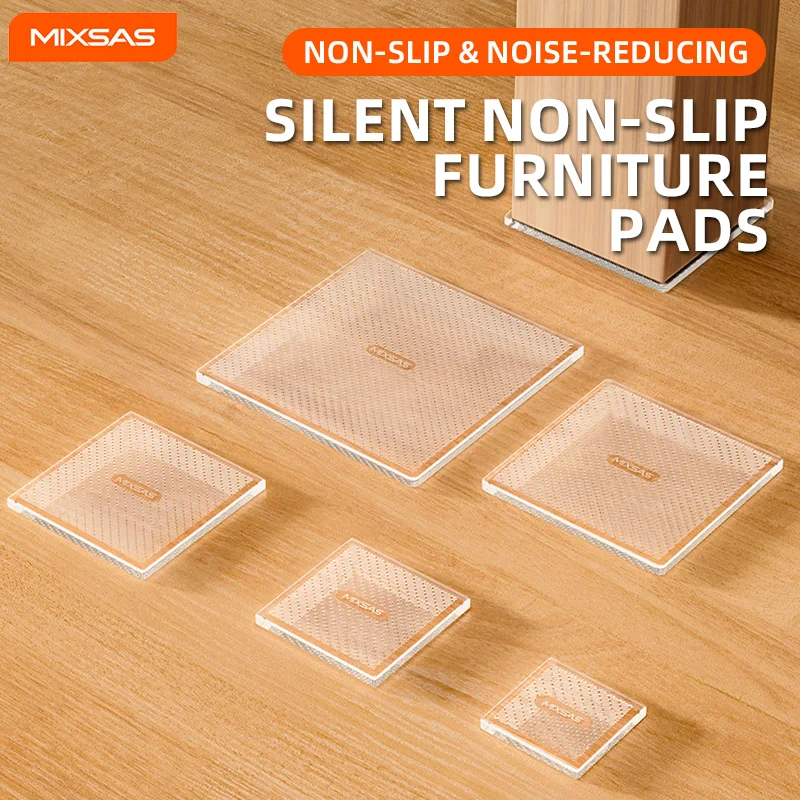 

MIXSAS 4/8PCS Silicone Anti Vibration Non-Slip Pads Transparent Self Adhesive Mat PU Mute Antislip Furniture Feet Protection Pad